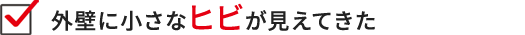 外壁に小さなヒビが見えてきた